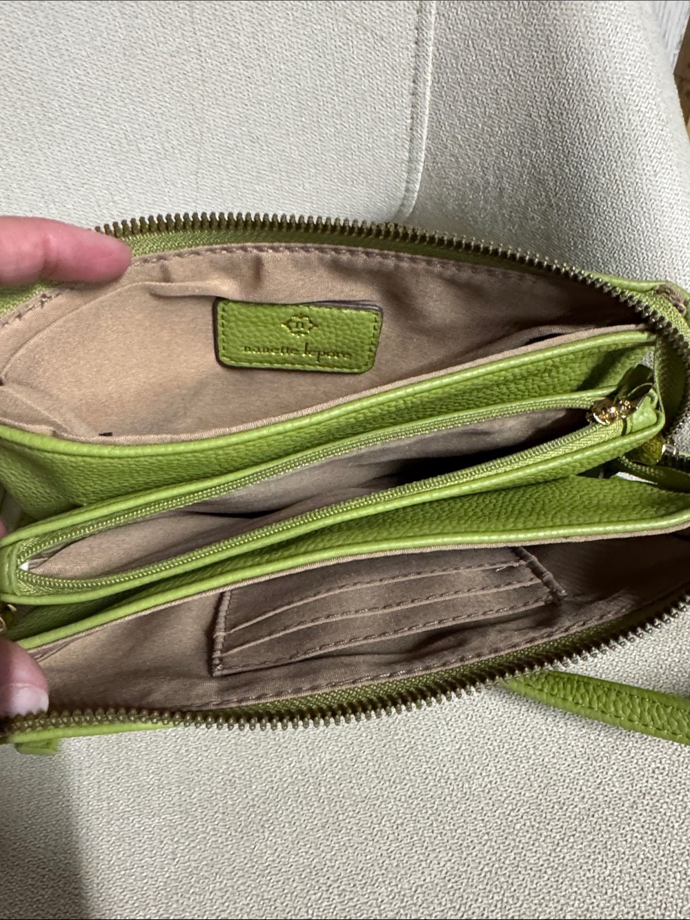 Nanette Lepore Lime Green Pebbled Leather Crossbody with Tassel - Picture 5 of 5